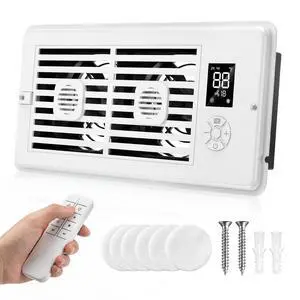 Register Booster Fan for 4 x 10 Vents, Remote Control, 3 Modes, 10 Speeds, Built-In Display, Fits Floor or Wall Registers, Removable Front Cover, Home HVAC Airflow Support - Off White Register Booster Fan for 4 x 10 Vents, Remote Control, 3 Modes, 10 Speeds, Built-In Display, Fits Floor or Wall Registers, Removable Front Cover, Home HVAC Airflow Support - Off White