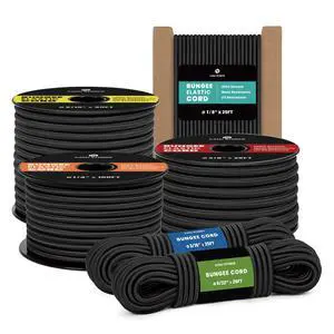 Bungee Cord 1/4" x 100ft Marine Grade Elastic Cord Shock Cord | Heavy Duty Bungee Rope Stretch String Rope | 100% Stretch | for Tarpaulin, Kayak, Tie Down, Camping, Cargo, Backpack, Luggage Bungee Cord 1/4" x 100ft Marine Grade Elastic Cord Shock Cord | Heavy Duty Bungee Rope Stretch String Rope | 100% Stretch | for Tarpaulin, Kayak, Tie Down, Camping, Cargo, Backpack, Luggage