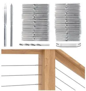 Cable Railing Hardware Swage Lag Screws CK17 100 Pack 1/8" Silver | 50 Pairs 1/8" Wood Cable Railing Hardware Kit for Deck and Stairs, Left & Right Handed Thread, T316 Stainless Steel Material Cable Railing Hardware Swage Lag Screws CK17 100 Pack 1/8" Silver | 50 Pairs 1/8" Wood Cable Railing Hardware Kit for Deck and Stairs, Left & Right Handed Thread, T316 Stainless Steel Material