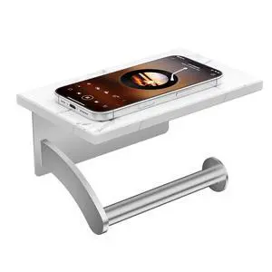 Toilet Paper Holder with Shelf, Natural Marble, Commercial | Brushed Nickel, Wall Mount 304 Stainless Steel Commercial Bathroom Tissue Roll Dispenser, Heavy Duty Washroom Paper Storage Toilet Paper Holder with Shelf, Natural Marble, Commercial | Brushed Nickel, Wall Mount 304 Stainless Steel Commercial Bathroom Tissue Roll Dispenser, Heavy Duty Washroom Paper Storage