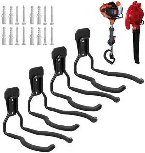 Garden Power Tool Hanger, Garage Wall Hooks, Weedeater Rack, String Trimmer Hanger, Utility Hooks for Garage Tool Organizers and Storage - Black, 4 Pcs Garden Power Tool Hanger, Garage Wall Hooks, Weedeater Rack, String Trimmer Hanger, Utility Hooks for Garage Tool Organizers and Storage - Black, 4 Pcs
