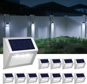 Solar Lights Perfect for Deck, Fence, Stair, Step Decor-Cool White-12P | Stainless Steel, Waterproof, Solar Powered, Garden, Patio, Deck Rail Solar Lights Perfect for Deck, Fence, Stair, Step Decor-Cool White-12P | Stainless Steel, Waterproof, Solar Powered, Garden, Patio, Deck Rail