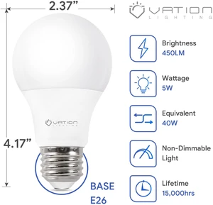 24 Pack A19 LED Light Bulb, 40 Watt Light Bulbs, Warmwhite 3000K, Non-Dim Efficient 5 Watt, 450 Lumens, E26 Medium Base, ETL/UL Listed, Energy Efficient for Bedroom Home Office 24 Pack A19 LED Light Bulb, 40 Watt Light Bulbs, Warmwhite 3000K, Non-Dim Efficient 5 Watt, 450 Lumens, E26 Medium Base, ETL/UL Listed, Energy Efficient for Bedroom Home Office