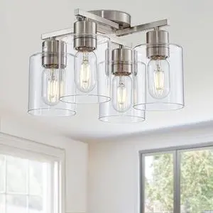 Semi Flush Mount Ceiling Light Kitchen Lighting Fixtures Ceiling Brushed Nickel Kitchen Cieling Light Fixtures with Clear Glass Shade for Dining Room Bedroom Living Room Hallway E26 Scoket Semi Flush Mount Ceiling Light Kitchen Lighting Fixtures Ceiling Brushed Nickel Kitchen Cieling Light Fixtures with Clear Glass Shade for Dining Room Bedroom Living Room Hallway E26 Scoket
