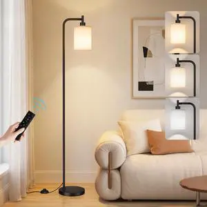 64" Floor Lamp with Remote Control, Dimmable Tall Standing Lamps for Living Room Bedroom Office Corner, 9W LED Bulb Included, Foot Pedal Switch, Beige Shade Black Pole 64" Floor Lamp with Remote Control, Dimmable Tall Standing Lamps for Living Room Bedroom Office Corner, 9W LED Bulb Included, Foot Pedal Switch, Beige Shade Black Pole