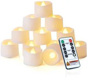 12-Pack Remote Flameless LED Battery Tea Light Candles, 400+Hrs | 2/4/6/8H Timer Flickering Tealight Votives for Halloween Pumpkins, Christmas Decor, Weddings and Home Ambiance 12-Pack Remote Flameless LED Battery Tea Light Candles, 400+Hrs | 2/4/6/8H Timer Flickering Tealight Votives for Halloween Pumpkins, Christmas Decor, Weddings and Home Ambiance