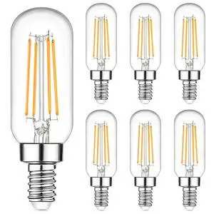 E12 Edison LED Light Bulbs 40 Watt Equivalent Candelabra, Dimmable 2700K Warm White T6 Clear LED Bulbs 4W 400lm Vintage T25 for Chandelier Ceiling Fan, Tubular Small Filament Bulbs, 6 Packs E12 Edison LED Light Bulbs 40 Watt Equivalent Candelabra, Dimmable 2700K Warm White T6 Clear LED Bulbs 4W 400lm Vintage T25 for Chandelier Ceiling Fan, Tubular Small Filament Bulbs, 6 Packs