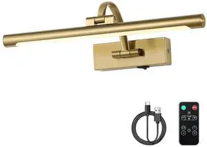 Battery Operated Picture Light with Remote and Timer, Wireless Art Lights for Paintings Brass Rechargeable Gallery Light Dimmable Artwork Lighting for Canvas, Portrait 16'' Inch Warm White Battery Operated Picture Light with Remote and Timer, Wireless Art Lights for Paintings Brass Rechargeable Gallery Light Dimmable Artwork Lighting for Canvas, Portrait 16'' Inch Warm White