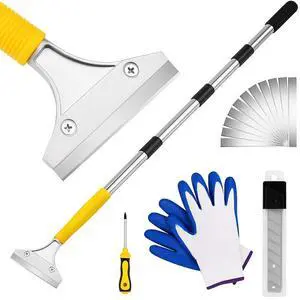 Scraper Tool 5.4 ft (65 in), Adjustable Floor Scraper | Heavy-duty paint scraper with 4-Inch Razor Blade, long-handle razor scraper for cleaning windows, glass, shower, gum, tile Scraper Tool 5.4 ft (65 in), Adjustable Floor Scraper | Heavy-duty paint scraper with 4-Inch Razor Blade, long-handle razor scraper for cleaning windows, glass, shower, gum, tile