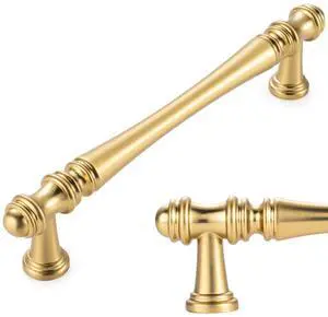 10 Pack 5 in Brushed Gold Cabinet Pulls, Gold Drawer Handles P30 | Solid Metal, Sturdy, Comfortable, French Style Hardware, Kitchen Cabinet Pull, for Dresser Cupboard Bedroom Bathroom Vanity 10 Pack 5 in Brushed Gold Cabinet Pulls, Gold Drawer Handles P30 | Solid Metal, Sturdy, Comfortable, French Style Hardware, Kitchen Cabinet Pull, for Dresser Cupboard Bedroom Bathroom Vanity