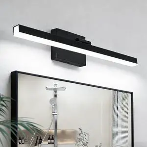 Modern Bathroom Vanity Light 24 inch, Rotatable, 16W Dimmable Led Bathroom Light Fixture Over Mirror, Black Vanity Light Bar (Cool White 6000K) Modern Bathroom Vanity Light 24 inch, Rotatable, 16W Dimmable Led Bathroom Light Fixture Over Mirror, Black Vanity Light Bar (Cool White 6000K)