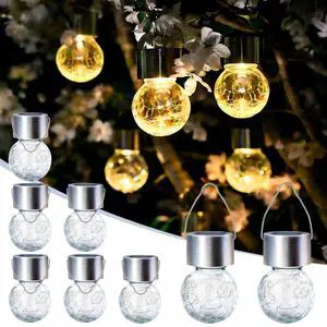 Hanging Solar Lights for Outside Garden Solar Hanging Lanterns 8 Pc | Warm White, Solar Powered, Waterproof, Decorative Lanterns, Cracked Glass, Christmas Decoration, Tree&Garden Decor Gift Hanging Solar Lights for Outside Garden Solar Hanging Lanterns 8 Pc | Warm White, Solar Powered, Waterproof, Decorative Lanterns, Cracked Glass, Christmas Decoration, Tree&Garden Decor Gift