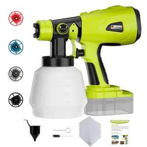 Paint Sprayer for Ryobi One+ 18V Battery w/1000ML Large Container, Even Coverage, No Clogging, Handheld Cordless Painting Spray Gun for Small and Meduim Projects: Fence, Cabinets, Chairs(No Battery) Paint Sprayer for Ryobi One+ 18V Battery w/1000ML Large Container, Even Coverage, No Clogging, Handheld Cordless Painting Spray Gun for Small and Meduim Projects: Fence, Cabinets, Chairs(No Battery)
