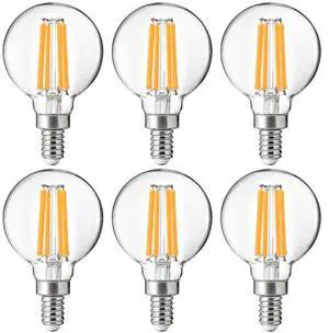 G16.5 Dimmable LED Candelabra Bulbs 60W Equivalent, LED E12 Chandelier Light Bulbs, 550LM, CRI90, 5.5W, AC 120V, 6 Pack, 2700K Soft White G16.5 Dimmable LED Candelabra Bulbs 60W Equivalent, LED E12 Chandelier Light Bulbs, 550LM, CRI90, 5.5W, AC 120V, 6 Pack, 2700K Soft White