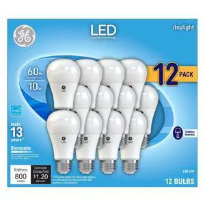 Daylight LED 60W Equivalent neral Purpose A19 Light Bulbs (12 Pack) Daylight LED 60W Equivalent neral Purpose A19 Light Bulbs (12 Pack)