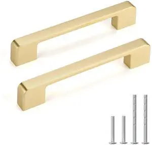 10 Pack 5 Inch Brushed Gold Cabinet Pulls Solid Zinc Alloy Gold Cabinet Handles - Brushed Brass Dresser Drawer Pulls for Kitchen Cabinet Hardware Zinc Alloy Handles 10 Pack 5 Inch Brushed Gold Cabinet Pulls Solid Zinc Alloy Gold Cabinet Handles - Brushed Brass Dresser Drawer Pulls for Kitchen Cabinet Hardware Zinc Alloy Handles