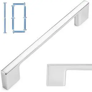 10 Pack 5 in Polished Chrome Cabinet Pulls, Drawer Handles P01 | Solid Metal, Sturdy, Comfortable, Wide Foot Hardware, Kitchen Cabinet Pulls, for Dresser Cupboard Bedroom Bathroom Vanity 10 Pack 5 in Polished Chrome Cabinet Pulls, Drawer Handles P01 | Solid Metal, Sturdy, Comfortable, Wide Foot Hardware, Kitchen Cabinet Pulls, for Dresser Cupboard Bedroom Bathroom Vanity