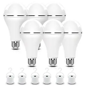 A21 6PK Emergency-Rechargeable-Light-Bulb, Keep Lighting During Power Outage, 12W 6500K LED 65W Equivalent Light Bulbs, 1200 mAh Battery Backup Light Bulbs for Home Power Failure A21 6PK Emergency-Rechargeable-Light-Bulb, Keep Lighting During Power Outage, 12W 6500K LED 65W Equivalent Light Bulbs, 1200 mAh Battery Backup Light Bulbs for Home Power Failure