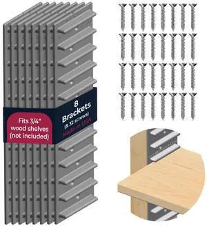 Made in USA Adjustable Shelf Brackets, 8-Pack (4 Pairs) Easy-to-Adjust One-Row Storage for Custom-Fit Shelves Your Items, Your Wood, You Supply It Made in USA Adjustable Shelf Brackets, 8-Pack (4 Pairs) Easy-to-Adjust One-Row Storage for Custom-Fit Shelves Your Items, Your Wood, You Supply It
