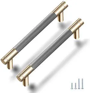 Drawer Pull 12 Pack 5" Cabinet Handles Cabinet Pulls Aluminum Handles Round Pull Gold and Nickle Oxidation Finish with Diamond Pattern Golden 6" Length Drawer Pull 12 Pack 5" Cabinet Handles Cabinet Pulls Aluminum Handles Round Pull Gold and Nickle Oxidation Finish with Diamond Pattern Golden 6" Length
