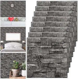 30 Pcs 28.8-48.4 Sq ft 3D Wall Panels Peel and Stick Foam Brick Wallpaper Printable Faux Rock Wall Covering Decorative Tiles Self Adhesive Waterproof (Grey Stone) 30 Pcs 28.8-48.4 Sq ft 3D Wall Panels Peel and Stick Foam Brick Wallpaper Printable Faux Rock Wall Covering Decorative Tiles Self Adhesive Waterproof (Grey Stone)