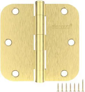 24 Pack Brushed Gold Door Hinges 3.5 Inch, 5/8" Radius Rounded, Standard Residential for Doors,Sturdy Hinges 24 Pack Brushed Gold Door Hinges 3.5 Inch, 5/8" Radius Rounded, Standard Residential for Doors,Sturdy Hinges