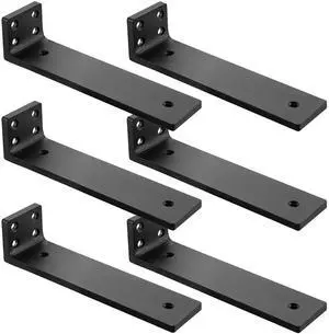 Floating Shelf Brackets 10 inch, Heavy Duty Wall Shelf Bracket 6 Pack for Shelves Support, Hidden Metal L Brackets with Mounting Hardware (1/5'' Thick) Floating Shelf Brackets 10 inch, Heavy Duty Wall Shelf Bracket 6 Pack for Shelves Support, Hidden Metal L Brackets with Mounting Hardware (1/5'' Thick)