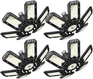 4 Pack Garage Lights, 28000LM Super Bright LED Shop Lights with 6+1 Deformable Panels, 6500K Garage Light Ceiling Led, E26 Socket Screw in Bulb for Warehouse, Workshop, Basement, Attic 4 Pack Garage Lights, 28000LM Super Bright LED Shop Lights with 6+1 Deformable Panels, 6500K Garage Light Ceiling Led, E26 Socket Screw in Bulb for Warehouse, Workshop, Basement, Attic
