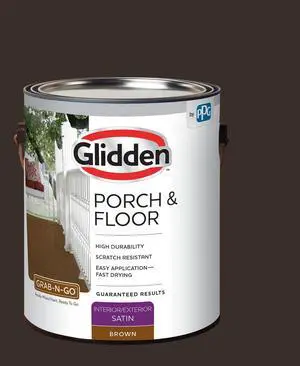 Grab-N-Go Porch and Floor Interior/Exterior Paint, 1 Gallon, Satin, Brown, Scratch Resistant, 128 Fl Oz (Pack of 1) Grab-N-Go Porch and Floor Interior/Exterior Paint, 1 Gallon, Satin, Brown, Scratch Resistant, 128 Fl Oz (Pack of 1)
