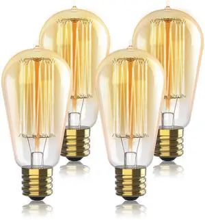 Vintage Incandescent Edison Light Bulbs 60W (4 Pack) for Outdoor and Indoor- E26/E27 Base 2100K Dimmable Decorative Antique Squirrel Filament Lightbulbs - ST58 Style Warm Light Vintage Incandescent Edison Light Bulbs 60W (4 Pack) for Outdoor and Indoor- E26/E27 Base 2100K Dimmable Decorative Antique Squirrel Filament Lightbulbs - ST58 Style Warm Light