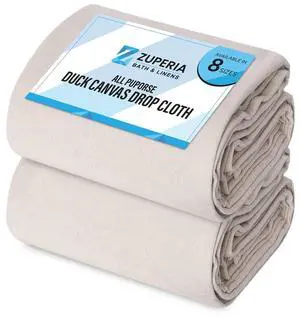 Canvas Drop Cloth (Size 4 x 15 Feet - Pack of 2) - Pure Cotton Painters Drop Cloth for Painting, Furniture & Floor Protection - All Purpose Thick Canvas tarp with Double Stitched Edges Canvas Drop Cloth (Size 4 x 15 Feet - Pack of 2) - Pure Cotton Painters Drop Cloth for Painting, Furniture & Floor Protection - All Purpose Thick Canvas tarp with Double Stitched Edges