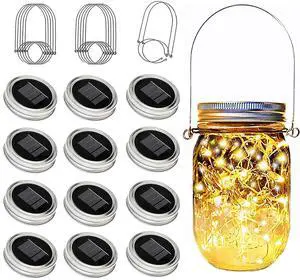 Solar Mason Jar Lid Lights 12 Pack 30 LED Waterproof Outdoor Decor | 30 LED Copper Wire String Light, Outdoor Garden Yard Decor, Solar Powered Auto On/Off, Regular Jar Hangers & No Jars Included Solar Mason Jar Lid Lights 12 Pack 30 LED Waterproof Outdoor Decor | 30 LED Copper Wire String Light, Outdoor Garden Yard Decor, Solar Powered Auto On/Off, Regular Jar Hangers & No Jars Included