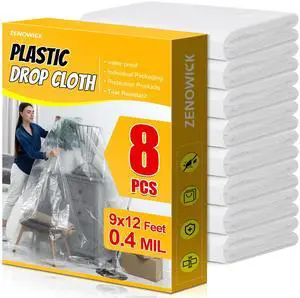 8 Pack Plastic Drop Cloth, 9x12 Ft Plastic Sheeting for Painting | Dust-Proof Tear-Resistant Painters Plastics Tarp Cloth for Furniture Floor Sofa Protector Cover Durable & Thick 8 Pack Plastic Drop Cloth, 9x12 Ft Plastic Sheeting for Painting | Dust-Proof Tear-Resistant Painters Plastics Tarp Cloth for Furniture Floor Sofa Protector Cover Durable & Thick