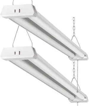 4FT Linkable LED Shop Light for Garages, 42W 4800LM 5000K Daylight Led Shop Lights, Ceiling Light with Pull Chain (ON/Off), Linear Worklight Fixture with Plug, 2 Pack 4FT Linkable LED Shop Light for Garages, 42W 4800LM 5000K Daylight Led Shop Lights, Ceiling Light with Pull Chain (ON/Off), Linear Worklight Fixture with Plug, 2 Pack