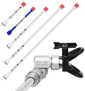 8 Piece Set of Extension Pole Rod,Airless Paint Sprayer Gun Tip Extension Pole,with Swivel Joint Reversible Spray Tips and Tip Guard Protector (8in 12in 20in 30in 40in) 8 Piece Set of Extension Pole Rod,Airless Paint Sprayer Gun Tip Extension Pole,with Swivel Joint Reversible Spray Tips and Tip Guard Protector (8in 12in 20in 30in 40in)