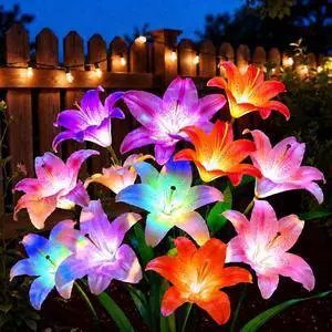 Solar Garden Lights, 4 Pack Solar Flower Lights with 6 Head Bigger Lily Lights, IP65 Waterproof Solar Lights Outdoor, Decorative Lights for Garden, Patio, Yard, Flower Bed Solar Garden Lights, 4 Pack Solar Flower Lights with 6 Head Bigger Lily Lights, IP65 Waterproof Solar Lights Outdoor, Decorative Lights for Garden, Patio, Yard, Flower Bed