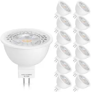 12 Pack MR16 LED Bulbs 5W GU5.3 12V Spotlights, 2700K Warm White | 50W Halogen Equivalent, Non-Dimmable, 45° Beam Angle, 450lm, Landscape, Recessed, Track Lighting, Low Voltage, Bi-Pin Base 12 Pack MR16 LED Bulbs 5W GU5.3 12V Spotlights, 2700K Warm White | 50W Halogen Equivalent, Non-Dimmable, 45° Beam Angle, 450lm, Landscape, Recessed, Track Lighting, Low Voltage, Bi-Pin Base