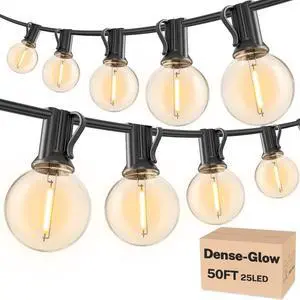 Outdoor String Lights 50 FT, Patio Light 26pcs Waterproof LED Bulbs | Shatterproof G40 Bulbs,Dimmable Connectable Outside Hanging Globe Lighting for Cafe, Bistro, Market, Balcony, Porch Outdoor String Lights 50 FT, Patio Light 26pcs Waterproof LED Bulbs | Shatterproof G40 Bulbs,Dimmable Connectable Outside Hanging Globe Lighting for Cafe, Bistro, Market, Balcony, Porch