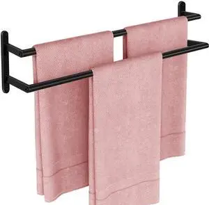 Double Towel Bar, 24Inch Towel Rack for Bathroom, Stainless Steel Double Bath Towel Bar, Wall Mounted Towel Holder, Double Towel Rod Towel Rail Hanger for Wall, Kitchen (Matte Black) Double Towel Bar, 24Inch Towel Rack for Bathroom, Stainless Steel Double Bath Towel Bar, Wall Mounted Towel Holder, Double Towel Rod Towel Rail Hanger for Wall, Kitchen (Matte Black)