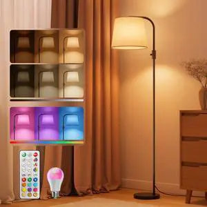 LED Arc Floor Lamp, RGB Color Changing, 65", 350° Swivel Shade | Magnetic remote, 1600K amber & 4000K daylight, 0.1%-100% dimmable, 1200 lm, woven linen shade for living rooms & reading LED Arc Floor Lamp, RGB Color Changing, 65", 350° Swivel Shade | Magnetic remote, 1600K amber & 4000K daylight, 0.1%-100% dimmable, 1200 lm, woven linen shade for living rooms & reading