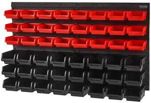 48-Bin Wall Mounted Storage Bins Parts Rack Organizer Garage Shop Tool Organizer for Screws, Nuts, Bolts, Nails, Beads, and Small Hardware Parts, With Wall Panels 48-Bin Wall Mounted Storage Bins Parts Rack Organizer Garage Shop Tool Organizer for Screws, Nuts, Bolts, Nails, Beads, and Small Hardware Parts, With Wall Panels