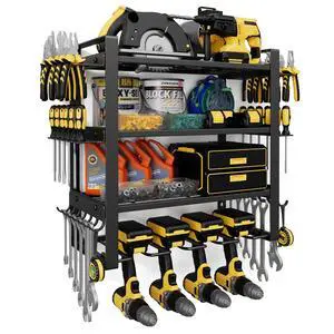 4-Tier Power Tool Organizer Wall Mount, 200LBS Capacity, 4 Drill Holders | 3-Tube Reinforced Design, Holds 50+ Tools, Cordless Tool Organizer, Rust Resistant, Quick Assembly, Garage Gift for Men 4-Tier Power Tool Organizer Wall Mount, 200LBS Capacity, 4 Drill Holders | 3-Tube Reinforced Design, Holds 50+ Tools, Cordless Tool Organizer, Rust Resistant, Quick Assembly, Garage Gift for Men