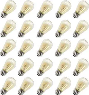 11W Outdoor String Light Bulbs with E26 Base, 25 Pack | 11W Outdoor Light Bulbs for String Lights, S14 Incandescent Replacement Bulbs for Outdoor Patio String Lights 11W Outdoor String Light Bulbs with E26 Base, 25 Pack | 11W Outdoor Light Bulbs for String Lights, S14 Incandescent Replacement Bulbs for Outdoor Patio String Lights