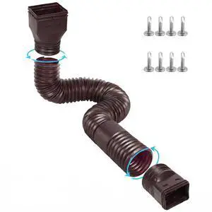 Rain Gutter Downspout Extensions, Downspout Extender for Rainwater Drainage Flexible, Down Spout Drain Extension Pipe and Extendable from 21 to 66 Inches (Brown) Rain Gutter Downspout Extensions, Downspout Extender for Rainwater Drainage Flexible, Down Spout Drain Extension Pipe and Extendable from 21 to 66 Inches (Brown)