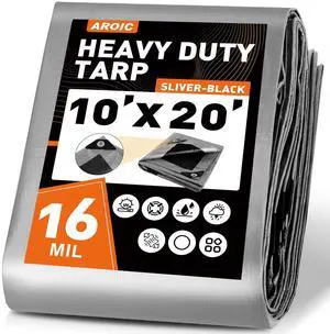 10x20FT Heavy Duty Tarps, Waterproof 16 Mil Thick Camping Tarp | Large Waterproof Tarp with 15x17 Weave Tear Resistant UV Resistant Multipurpose Protective Cover for Tent Car Roof Boat 10x20FT Heavy Duty Tarps, Waterproof 16 Mil Thick Camping Tarp | Large Waterproof Tarp with 15x17 Weave Tear Resistant UV Resistant Multipurpose Protective Cover for Tent Car Roof Boat