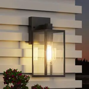 Exterior Lighting Fixture Wall Mount, Outdoor Porch Light Wall Sconce | 10.65 inch, Anti-Rust Metal Frame, Tempered Glass, E26 Base, Waterproof, Wall Lantern for House, Patio, Garage, Entryway Exterior Lighting Fixture Wall Mount, Outdoor Porch Light Wall Sconce | 10.65 inch, Anti-Rust Metal Frame, Tempered Glass, E26 Base, Waterproof, Wall Lantern for House, Patio, Garage, Entryway