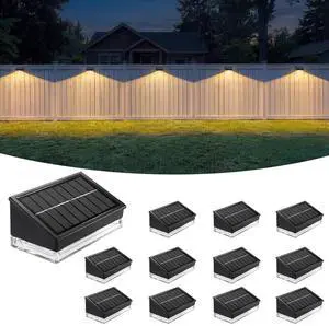 Solar Fence Lights 12 Pack, Outdoor Solar Lights with 3 Color Temperatures, IP65 Waterproof Wide-Angle LED Lighting for Fence, Patio, Yard, Deck, Wall, Garden (Black) Solar Fence Lights 12 Pack, Outdoor Solar Lights with 3 Color Temperatures, IP65 Waterproof Wide-Angle LED Lighting for Fence, Patio, Yard, Deck, Wall, Garden (Black)