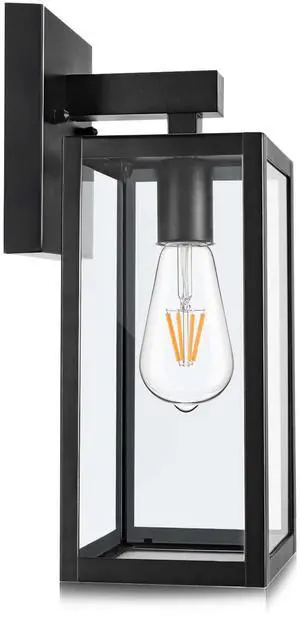 Outdoor Wall Light Fixture, Exterior Waterproof Wall Lantern | Porch Wall Sconce Black, Anti-Rust, E26 Socket, Clear Glass, Outside Wall Mount Light, Front Door Lighting for Patio Garage Outdoor Wall Light Fixture, Exterior Waterproof Wall Lantern | Porch Wall Sconce Black, Anti-Rust, E26 Socket, Clear Glass, Outside Wall Mount Light, Front Door Lighting for Patio Garage