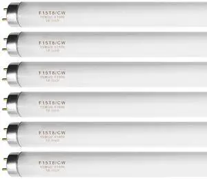18 Inch F15T8/CW T8 15W Fluorescent Light Bulb Cool White, F15T8/SP41 Replacement Bulb for Garage, Office, Kitchen Under-Cabine, G13 Base 6 Count 18 Inch F15T8/CW T8 15W Fluorescent Light Bulb Cool White, F15T8/SP41 Replacement Bulb for Garage, Office, Kitchen Under-Cabine, G13 Base 6 Count