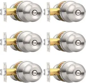 Privacy Interior Door Knobs Bed and Bath Handle Levers Keyless Brushed Nickel Lockset 6 Pack Privacy Interior Door Knobs Bed and Bath Handle Levers Keyless Brushed Nickel Lockset 6 Pack